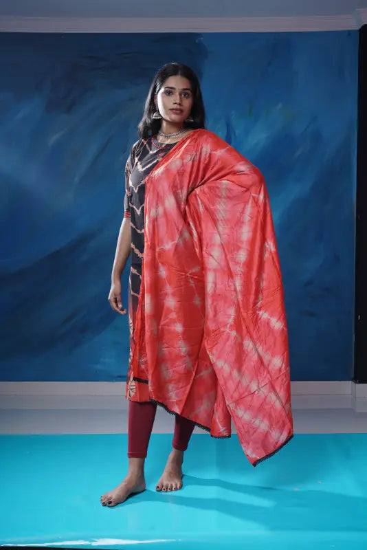 Lovely black and red chanderi silk Kurti suited for any occasion.