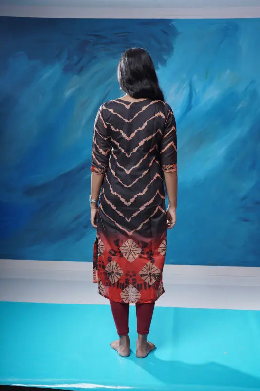 Lovely black and red chanderi silk Kurti suited for any occasion.