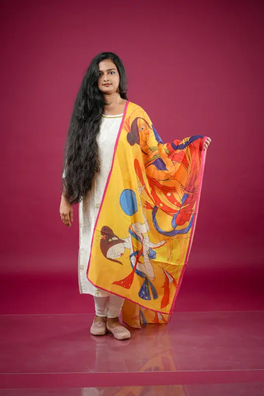 White Silk Kurti with Embroidered Floral Motifs